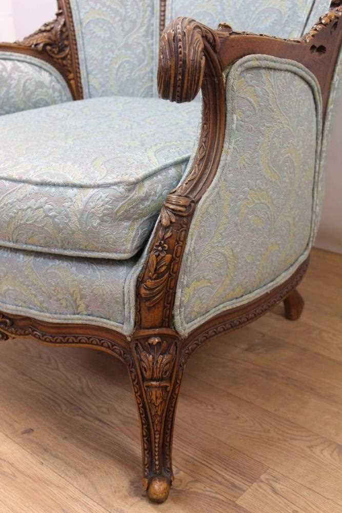 Late 19th century Continental carved wooden framed armchair - Image 4 of 7