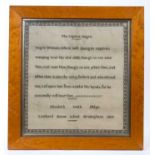 Of Emancipation / Abolitionist interest: George IV school sampler, probably Quaker, together with a