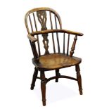 19th century fruitwood and elm child's Windsor chair