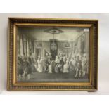 The Danish Royal Family - print of the 18th century Danish Court in glazed frame with key to the por