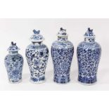 Four 19th century Chinese blue and white porcelain vases and covers