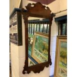 19th century mahogany framed Chippendale revival wall mirror