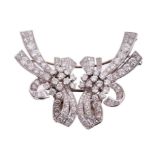 Fine Art Deco diamond double clip brooch