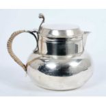 George V silver hot water jug of compressed baluster form