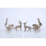 Pair of Dutch silver table decorations in the form of chariots being pulled by deer