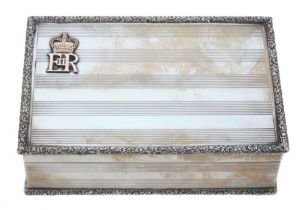 H.M. Queen Elizabeth II, fine presentation gold mounted silver table box