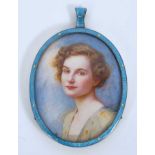 English School, circa 1920, miniature portrait on ivory depicting a young woman