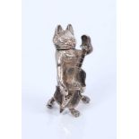 Novelty silver model of a cat playing a cello