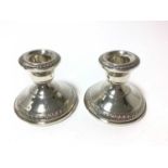 Pair contemporary sterling silver dwarf candlesticks
