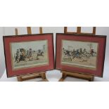 Henry Bunbury (1750-1811) pair of hand coloured etchings, The Easter Hunt at Epping Forest, plates 1