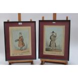 William Heath (1795-1840) pair of hand coloured etchings, The Cad to the Man Wot Drives the Sovereig