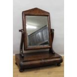 19th century Continental mahogany swing frame toilet mirror, with original rectangular bevelled plat