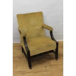 Chippendale style mahogany Gainsborough armchair with lattice blind fret carving