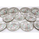 Interesting collection of Bridgwood Indian Tree dinner wares, including fifteen plates and four serv