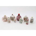 Group of Chinese inside painted snuff bottles, the tallest 11cm. (9)