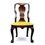 18th century walnut side chair on cabriole legs with claw and ball feet