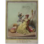 James Gillray (1756-1815) hand coloured etching, The Genius of France nursing her Darling', publishe