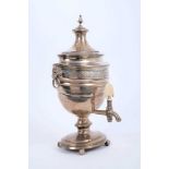 George III silver Tea Urn or Samova, with engraved foliate decoration,