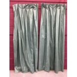 Pair of glazed cotton moire teal curtains