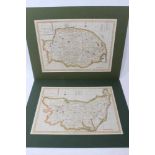 Two late 18th century hand coloured maps, for Suffolk and Norfolk