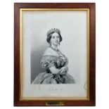 H.M.Queen Victoria presentation portrait print of the young Queen after Winterhalter with printed