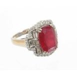 Art Deco style ruby and diamond ring