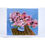 *John Hanbury Pawle (1915-2010) oil on board- Vase of pink flowers on table