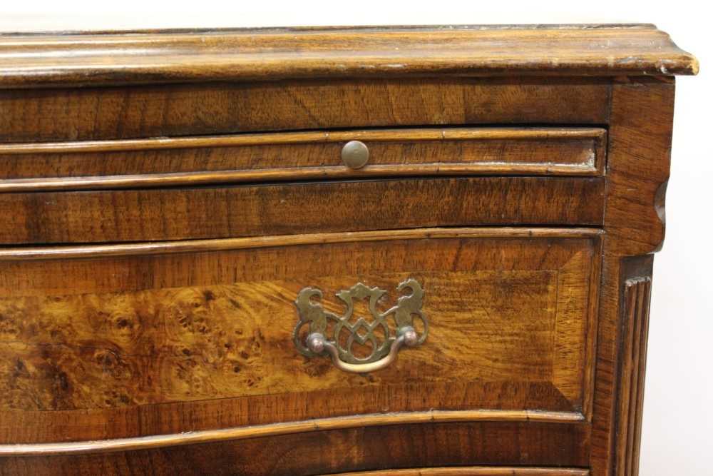 George III style figured walnut serpentine dwarf chest - Image 7 of 8