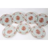 Seventeen modern Limoges dinner plates, hand painted in red enamel and gilt with a floral pattern, 2