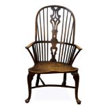 Good late 18th / early 19th century yew and elm high back Windsor chair