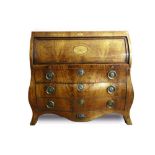 Early 19th century Dutch inlaid walnut cylinder top bureau