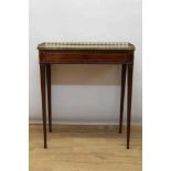 19th century Continental mahogany and brass mounted single drawer side table, with pierced gallery a