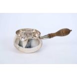 1930s silver brandy saucepan in the George II style, with turned wooden handle