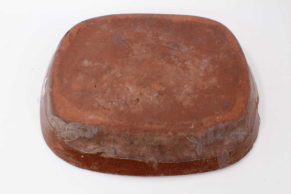 19th century Staffordshire slipware baking dish of rectangular form - Image 3 of 3