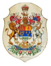 Pair 1930s Canadian Royal Arms display shields