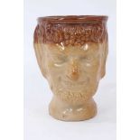 19th century salt glazed stoneware Bacchus mask mug
