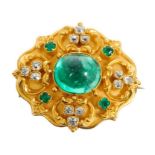 Early Victorian emerald and diamond brooch