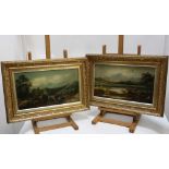 A pair of 19th Century English School, oil on board, A view across Loch Katrine and another view