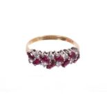 Ruby and diamond half hoop ring