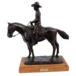 Gerald Anthony Shippen (b.1955) bronze - Holdin Herd, signed, on wooden base