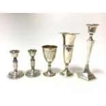 Selection of miscellaneous silver, including a pair of contemporary candlesticks