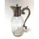 Victorian silver mounted cut glass claret jug