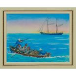 Michael Foreman (b. 1938) pencil and watercolour - 'The Squire raised his Gun, Treasure Island, in g