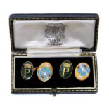 H.R.H. The Duke of Edinburgh - a fine pair of 9ct gold and enamel presentation cufflinks commemorati