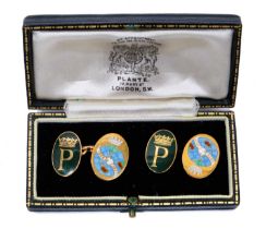 H.R.H. The Duke of Edinburgh - a fine pair of 9ct gold and enamel presentation cufflinks commemorati