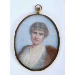 English School, early 20th century, watercolour miniature on ivory depicting Cecilia. Countess of S