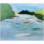 *John Hanbury Pawle (1915-2010) oil on board- River landscape scene