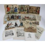 Miscellaneous group of 19th century etchings and engravings by William Heath and others, some hand c