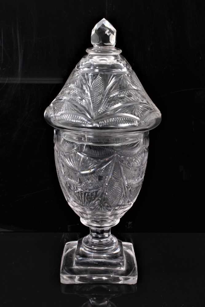 19th century cut glass bonbonnier