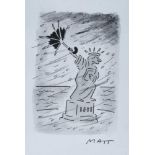Matt, (Matt Pritchett b.1964) pen, ink and monochrome watercolour – Statue of Liberty, signed, in gl